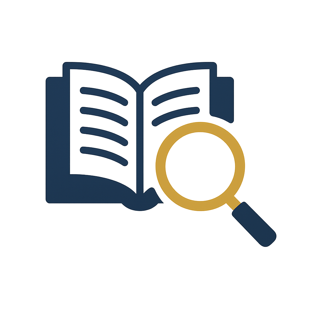 Book with magnifying glass