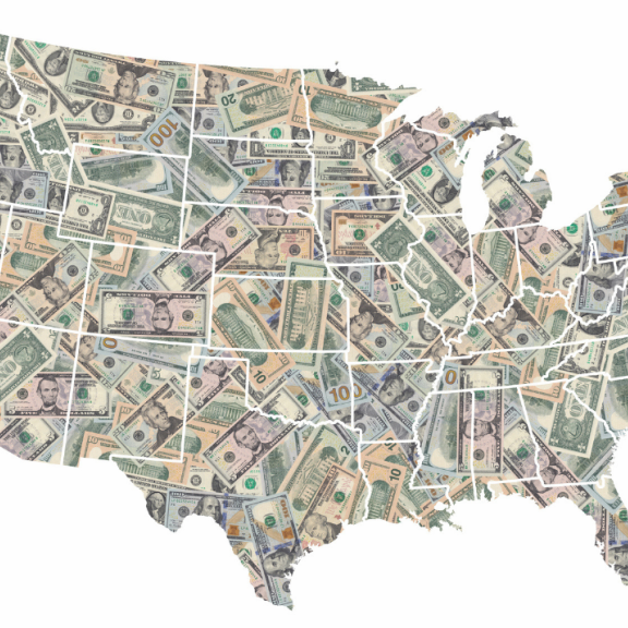 US map of made of money