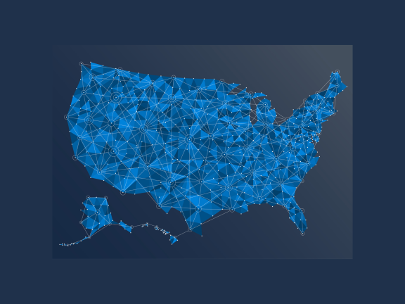 Map of United States with connections