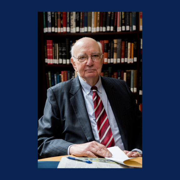Paul A. Volcker headshot in library