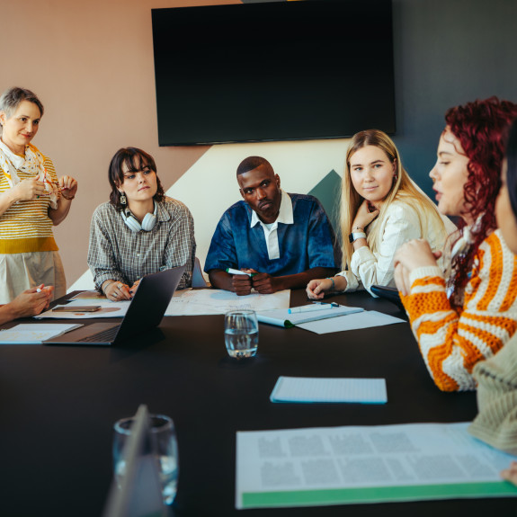 students in discussion